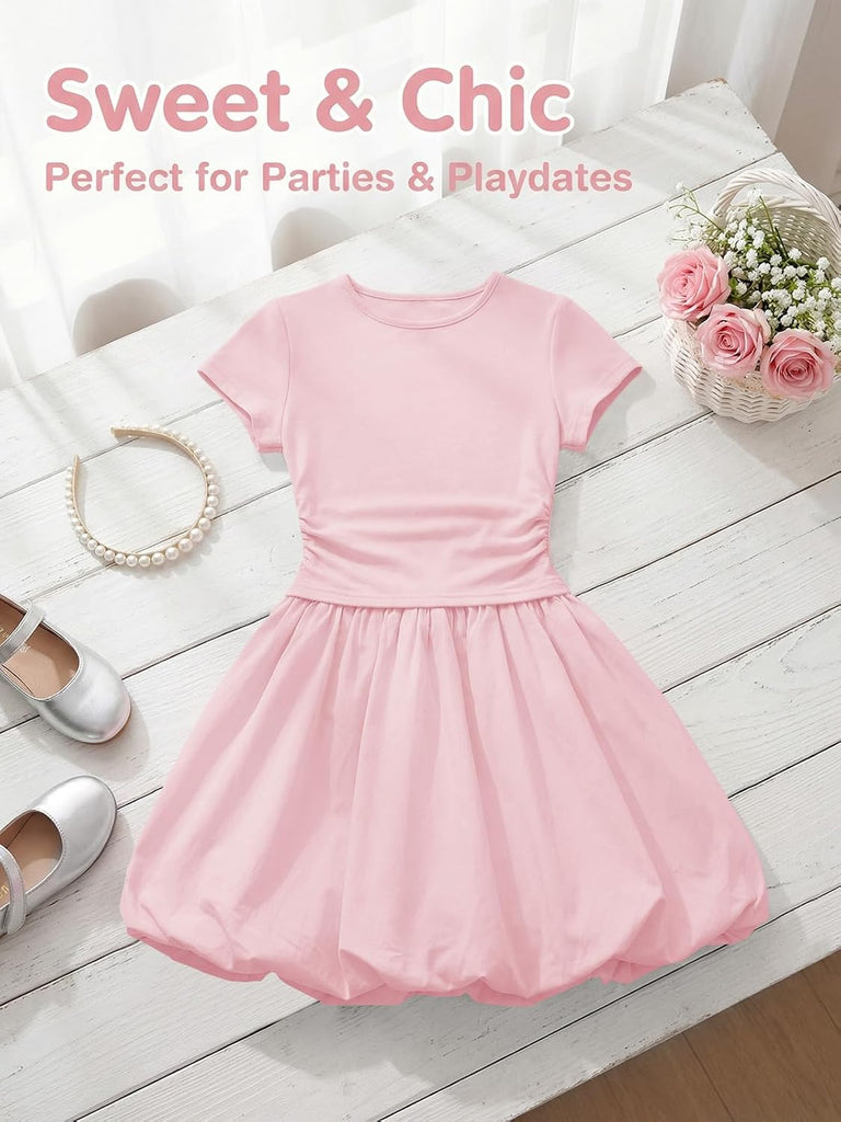 Girls Skirt Sets Piece Ruched Bubble Skirt Outfits