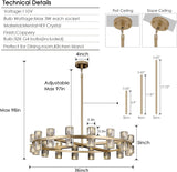 Wagon Wheel Chandelier, Large Modern 36" Rustic Chandeliers withK9 Crystal Shade, 32Lights Round Large Gold Chandelier for Living Room Dining Room (Bulb Included) A117-B0D7TBVKX8