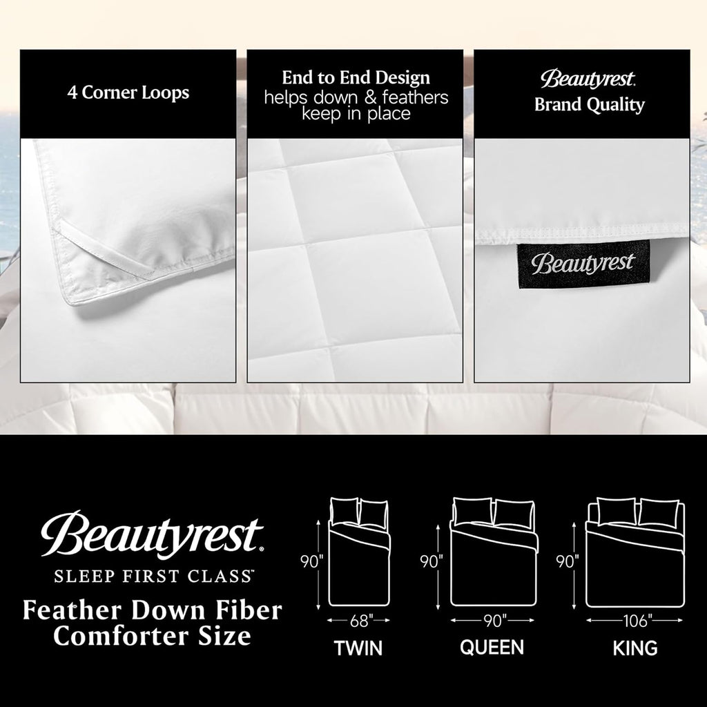 Queen White Goose Feather Down Fiber Comforter -100% Cotton Shell All Season Duvet Insert,Luxury Hot