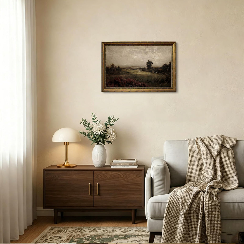 Countryside Landscape Vintage Gold Framed Wall Art 16x24 inch