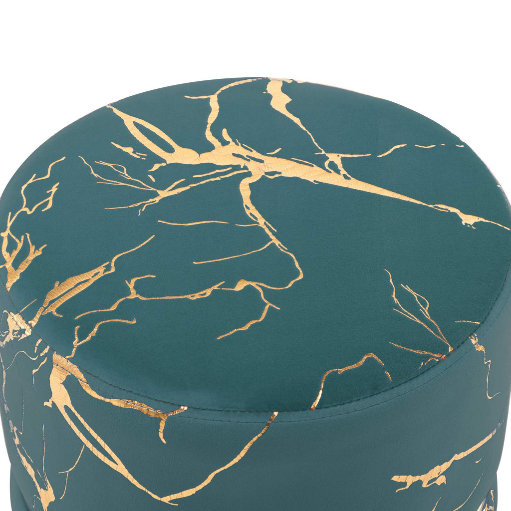 Round Velvet Vanity Ottoman Stool, Bedroom Footrest Atrovirens