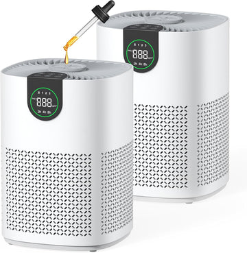 2 Pack Air Purifiers for Home, Air Purifiers for Bedroom Large Room up to 1200 sq.ft with H13 HEPA W