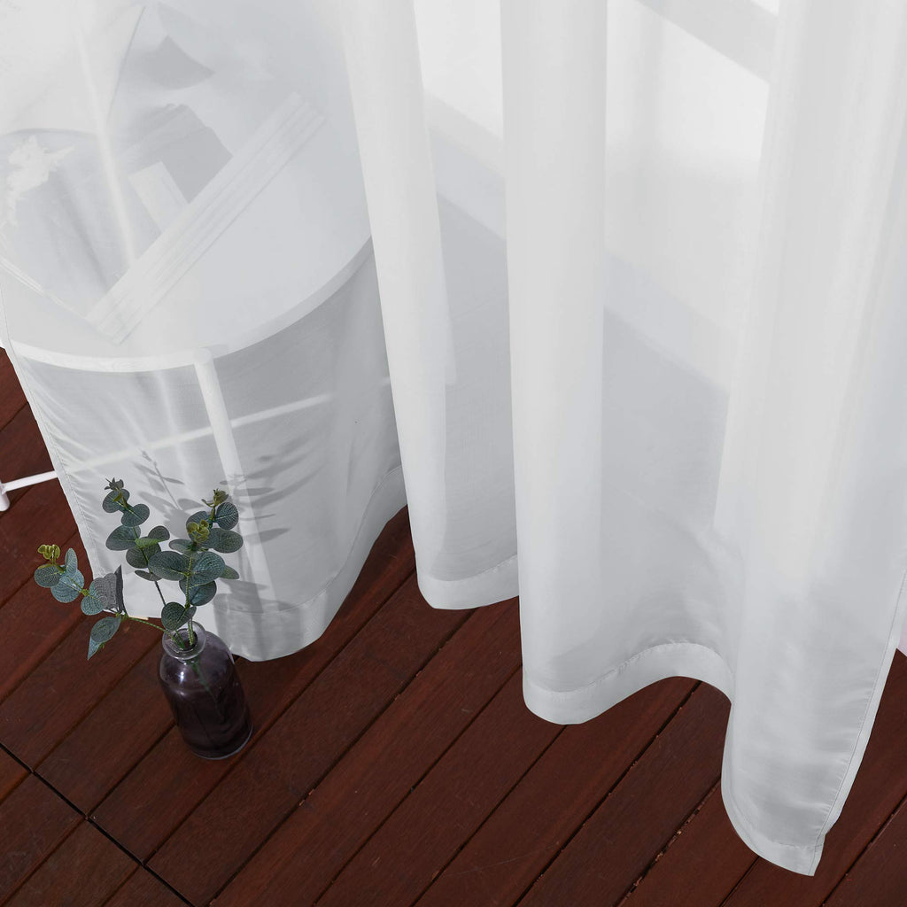 Patio Door Sheer Curtains 63 inch Length, Ring Top Voile Textured Airy Sheer Curtains and Drapes Elegant /Living