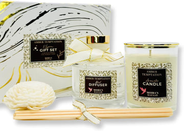 Elysian Essence Aromatherapy Gift Set - Luxury Candle and Flower Reed Diffuser - Perfect Scented Gift - Set of 2