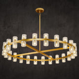 Modern Crystal Chandeliers 48in Large Brass Round Chandelier, Chandeliers for Dining Room, K9 Crystal Wagon Wheel Chandelier for Living Room,High Ceiling,Foyer,Entryway,Staircase(48xG4 Bulbs Included) A117-B0F6NFBD6Y