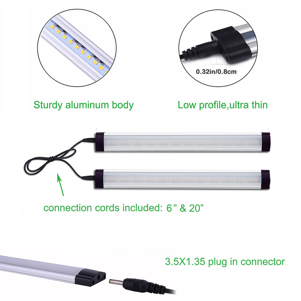 LED Under Counter Light Rigid Bar Kit, Plug in Corded 12V LED Under Cabinet Lighting Dimmable with Switch for Counter