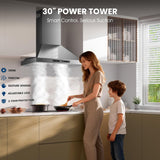 30 Inch Copper Wall Mount Range Hood 900 CFM Tunable LED Lighting Convertible Ducted/Ductless Full Copper Motor