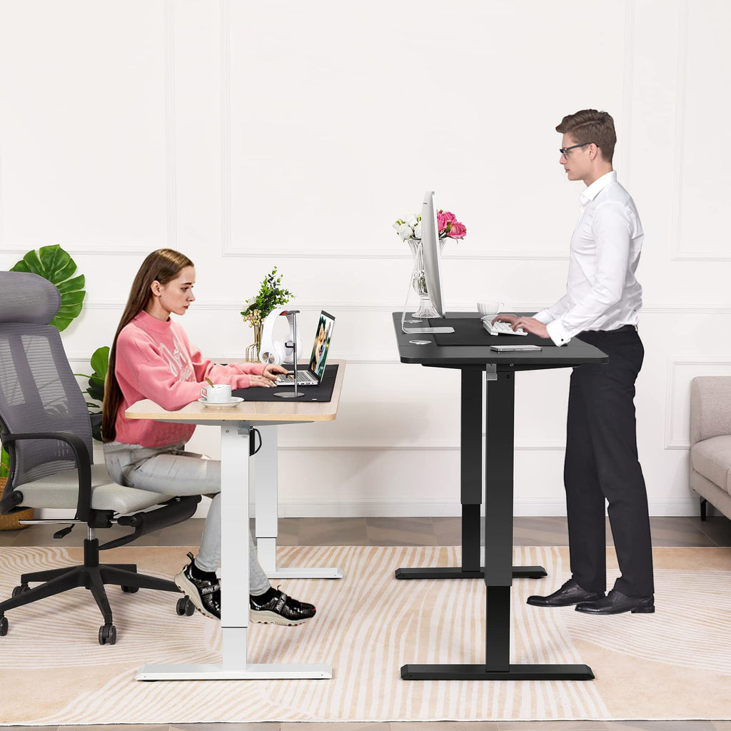 48 x 24 inch Standing Desk Electric Adjustable Height with Power Outlets, Stand up Desk with Wheels, Preset Heights