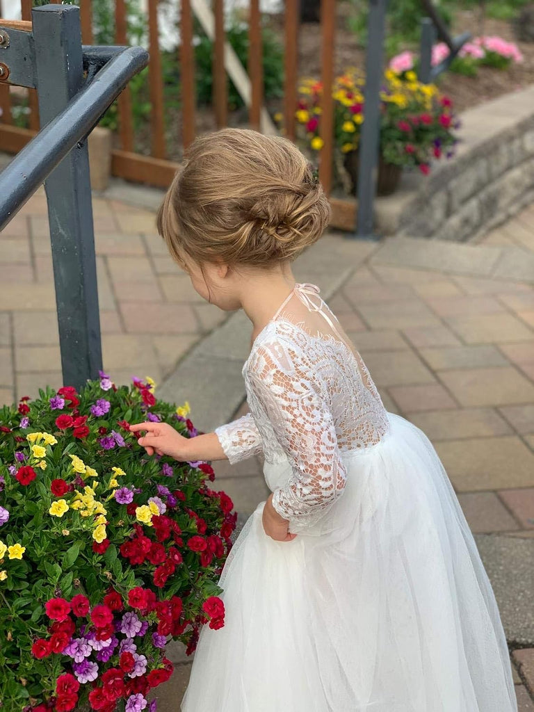 Flower Girl Dress for Toddler Baby Girls,Lace Tulle Dress for Wedding,Birthday Party,Photoshoot,Special Occasion