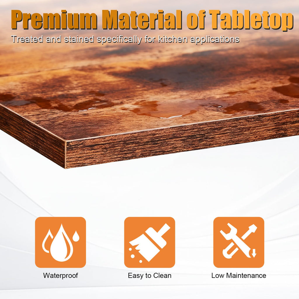 71" Bar Table w/Triangular Support, 220 lbs, Rustic Brown