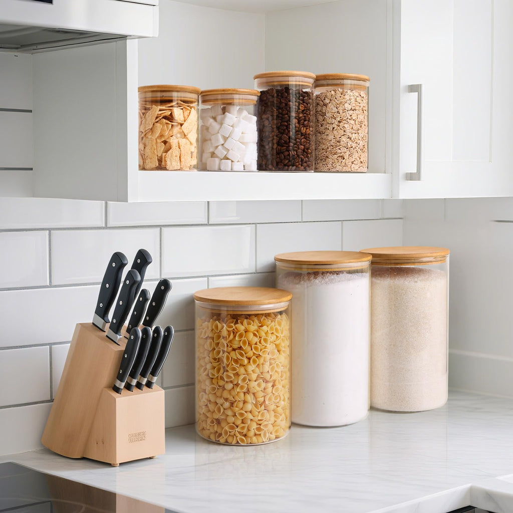 Flour Sugar Storage Containers 4 Qt, 2 Pack Glass Flour Container