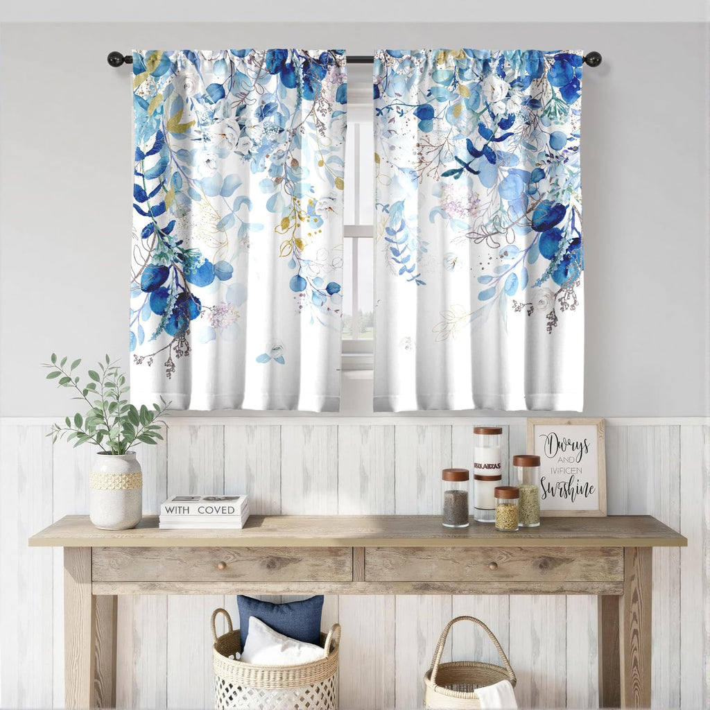 Boho Curtains (Set of 2 Panels) 63 Inch Length Mid Century Light Filtering Curtains Orange Abstract Leaves Dining Room Curtain Rainbow