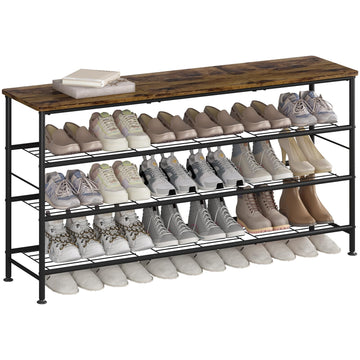 4 Tier Extra Long Shoe Rack Organizer Storage for Closet Entryway