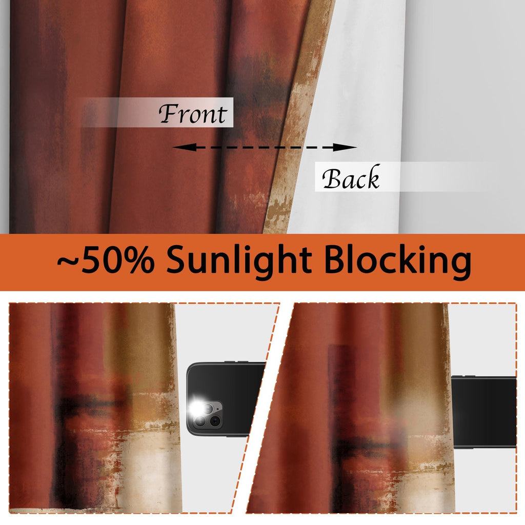 Burnt Orange Abstract Curtains, 26W x 36L, 2 Panels
