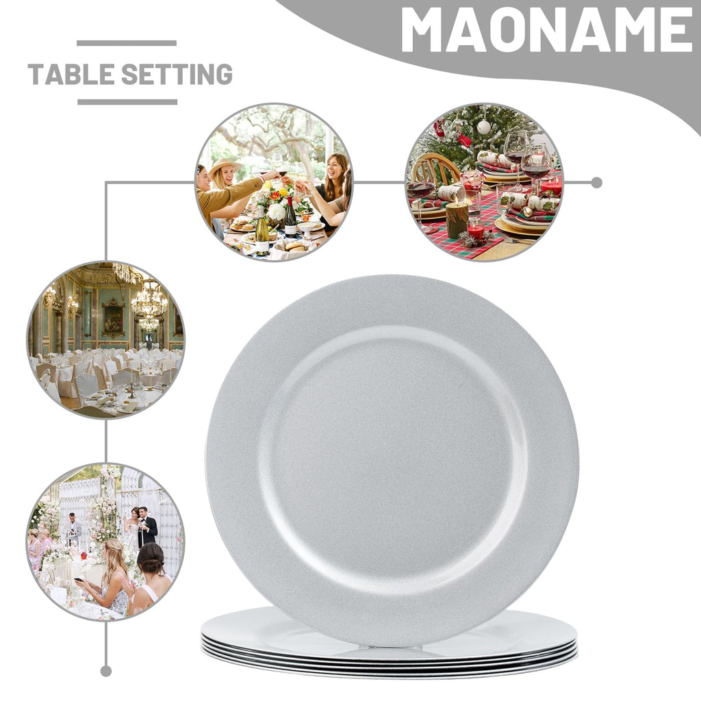 Silver Charger Plates Set of 6, 13" Plate Charger for Dinner Plates