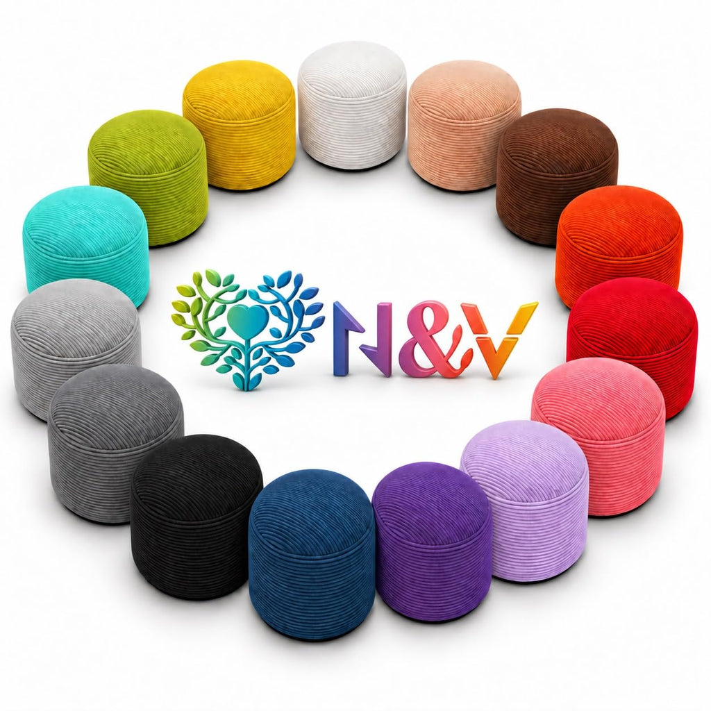 Soft Corduroy Pouf Footrest with Washable Cover, Mint
