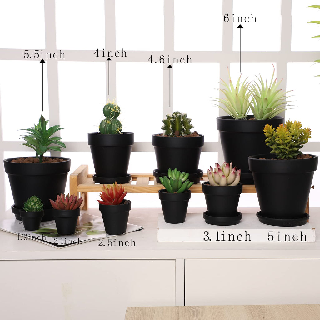 Large Terra Cotta Pots with Saucer- 6 Pack Large 6'' Terra Cotta Plant Pot with Drainage Hole, Flower Pot with Tray