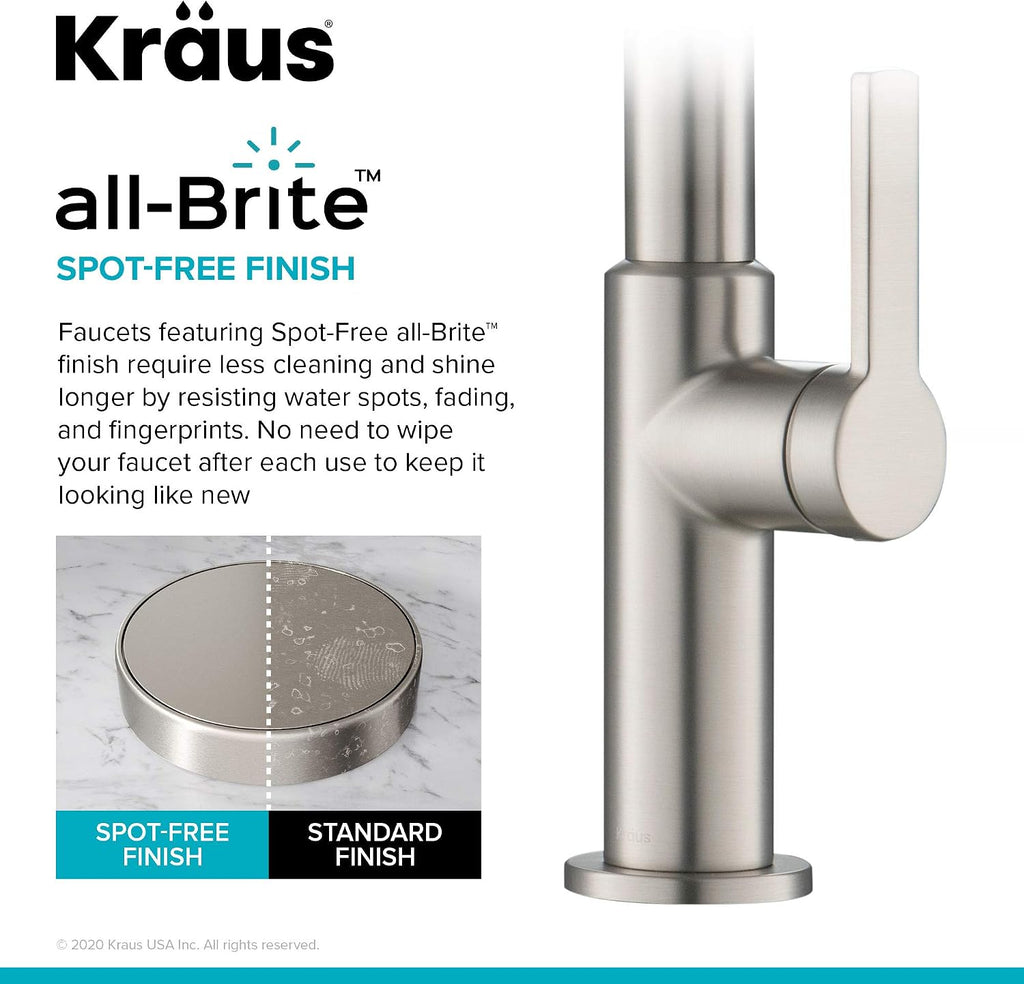 Spot Free Stainless Steel Pull Down Kitchen Faucet KPF-2820SFS | 360-degree swivel spout, brass body with ceramic