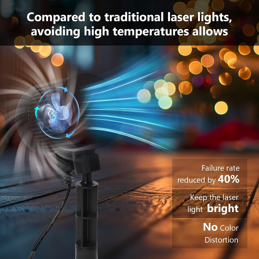 Laser Christmas Projector Lights Outdoor,3-Color (RGB) Wide Coverage Holiday Projector Lights with Timer and Memory