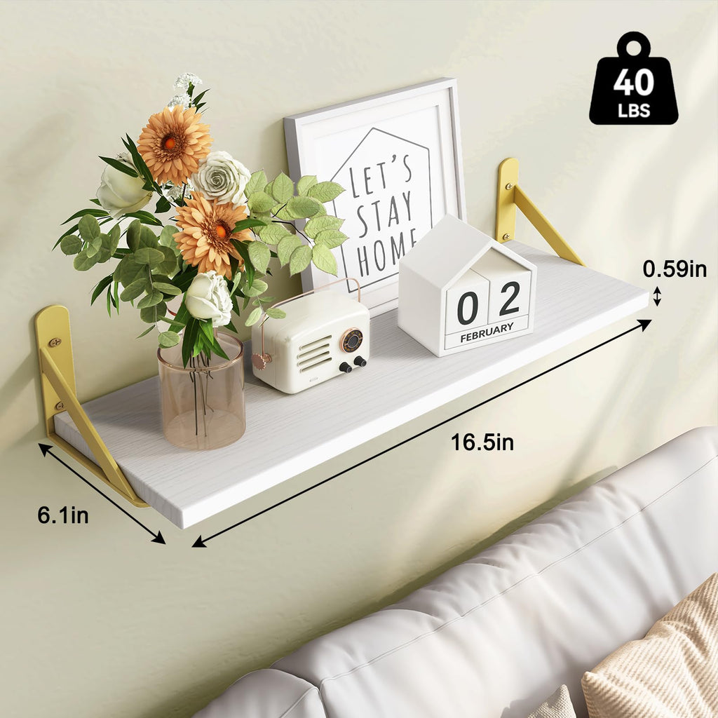 Wall Floating Shelves Decor (White, Set of 3, 16.5 Inch)
