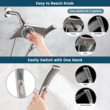 High Pressure Shower Head Combo with Two Spray Setting Fixed Shower Head and Two Spray Settings Handheld Shower Head