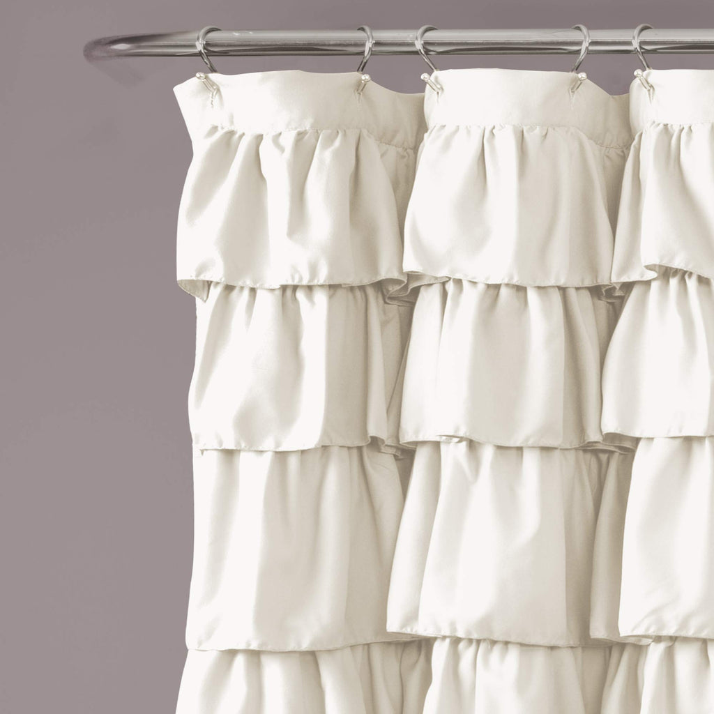 Ruffle | Floral Textured Vintage Chic Farmhouse Style Design, Ivory, 72" x 72"