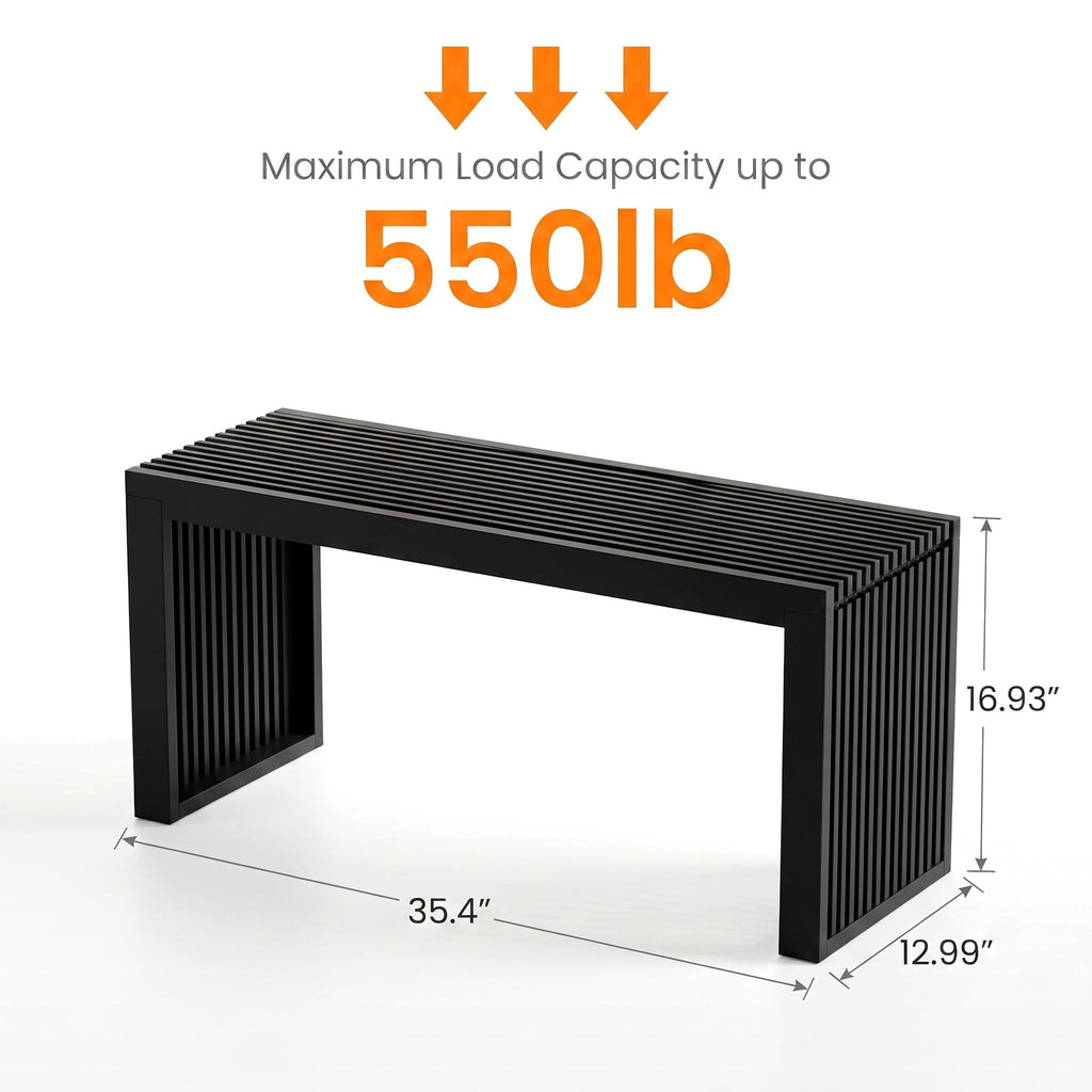 Bamboo Dining Bench 35" Indoor Wooden Shoe Benches Black