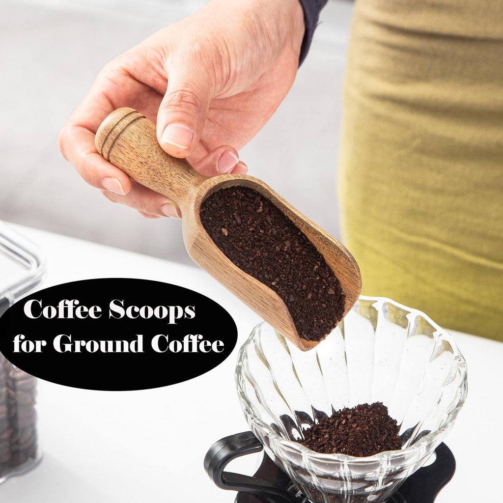 Wooden Scoops for Canisters 1PCS Wooden Scoop for Jars Acacia 5′′ Med-size Flour Scoop Coffee Scoops for Ground