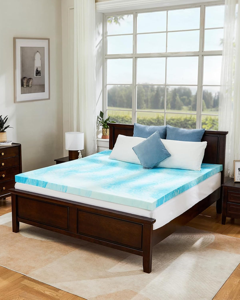 3 Inch Queen Memory Foam Mattress Topper, Cooling Gel Infused Mattress Pad, Ventilated Bed Topper for Pressure