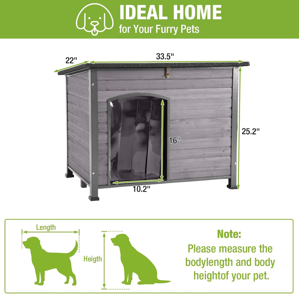 Large Outdoor Insulated Dog House Indestructible Dog Shelter Weatherproof Dog Kennel with Chew-Proof Metal Frame