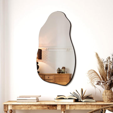 32'' x 18'' Irregular Asymmetrical Wall Mirror Bathroom Entryway, Modern Decorative Mirror Hanging