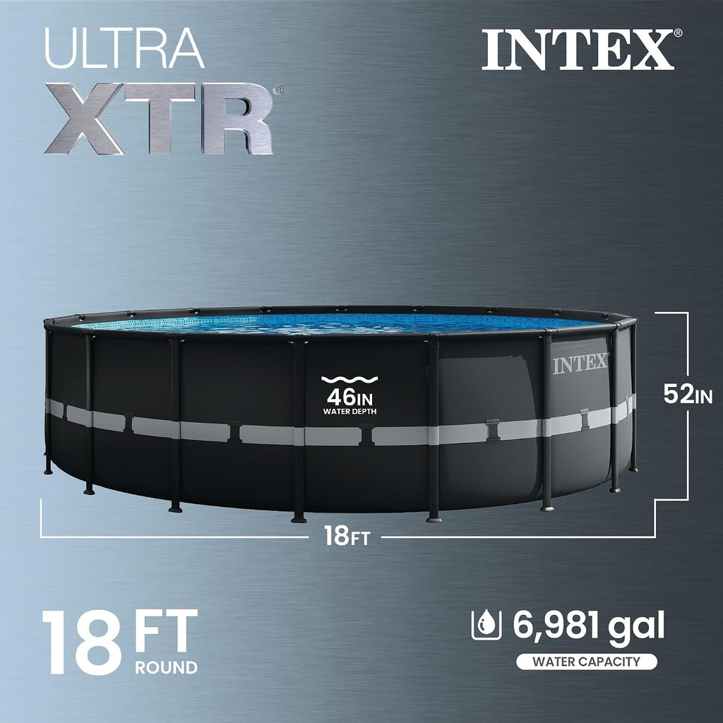 Ultra XTR 18ft x 52in Above Ground Swimming Pool Set Bundle | 26329EH - 2100 GPH Sand Filter Pump, Ladder, Pool Cover