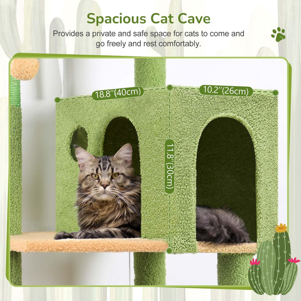 Cactus Cat Tree Tower with Scratching Post for Indoor Cats