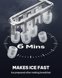 Ice Maker Countertop, Stainless Steel Portable Ice Machine with Carry Handle, Self-Cleaning Ice Makers with Basket