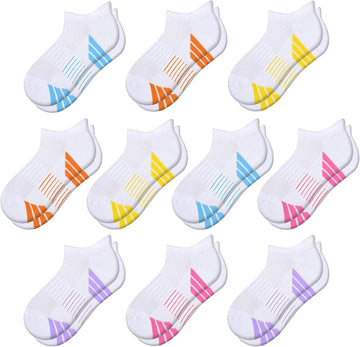 10 Pairs Girls Ankle Socks Athletic Socks With Cushioned Sole For little big kids Old