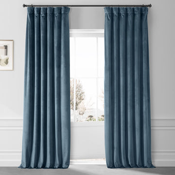 Plush Velvet Blackout Curtains (1 Panel) 50W X 96L, Oxford Blue