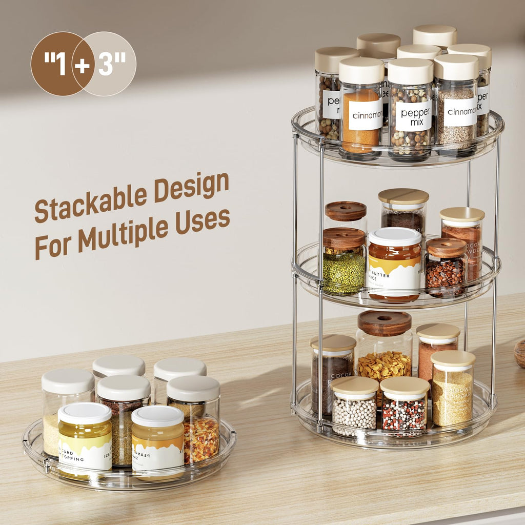 2 Pack 2 Tier Lazy Susan Turntable Organizer 9.25'' Spice Rack