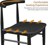 Dining Chairs Set of 2 Mid Century Modern Leather Dining Room Chairs with Armless Backrest & Metal Legs for Kitchen