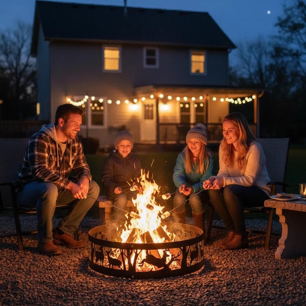 36 Inch Portable Fire Pit Ring - 4 Panel Outdoor DIY Liner