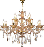 Luxury K9 Crystal Chandelier 12 Lights, Amber Gold Crystal Lighting Pendant Ceiling Fixture Modern Crystal Candle Chandeliers Lamp for Living Room, Kitchen, Foyer (12 Ligths) A110-B0CRHG6FWD