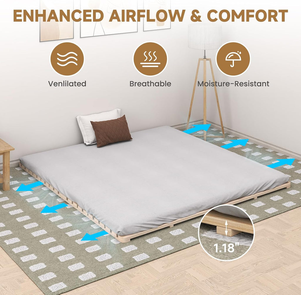 Floor Bed Frame, Foldable Tatami Bed Frame Futon Frame