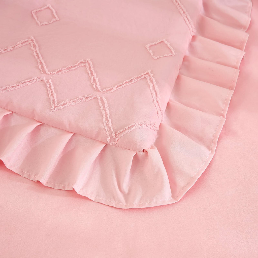 3-Piece Tufted Ruffle Crib Bedding Set for Girls - Ultra Soft Baby Bedding Set Includes Boho Crib Comforter, Sheet &