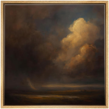 Framed Canvas Print Wall Art Golden Storm Cloud Abstract Painting Dramatic Sky Illustrations Rustic Zen Colorful