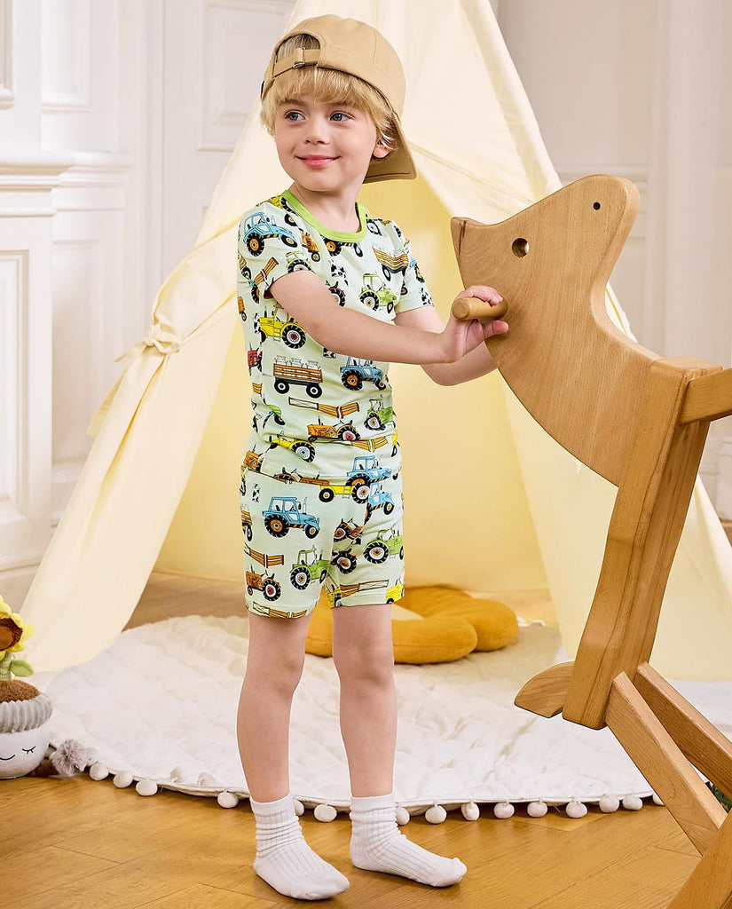 Bamboo Viscose Toddler Boys Pajamas Set, Short Sleeve Kids