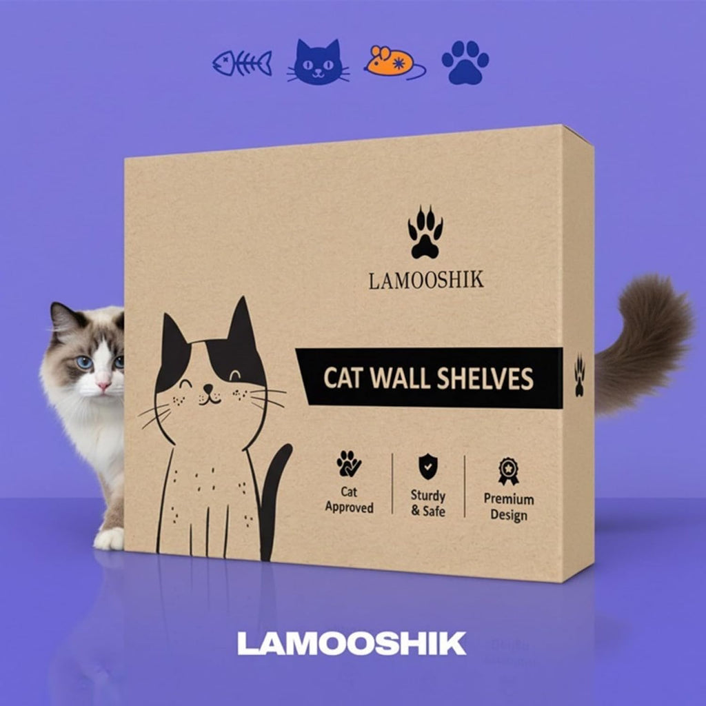 Cat Wall Shelves, Walnut Floating Cat Steps Set of 3