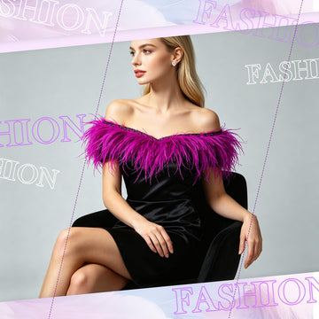 Pink Ostrich Feathers Trim Sewing Fringe 2Yard 4-6inch for DIY Dress Sewing Craft Clothing Latin Wedding Dress