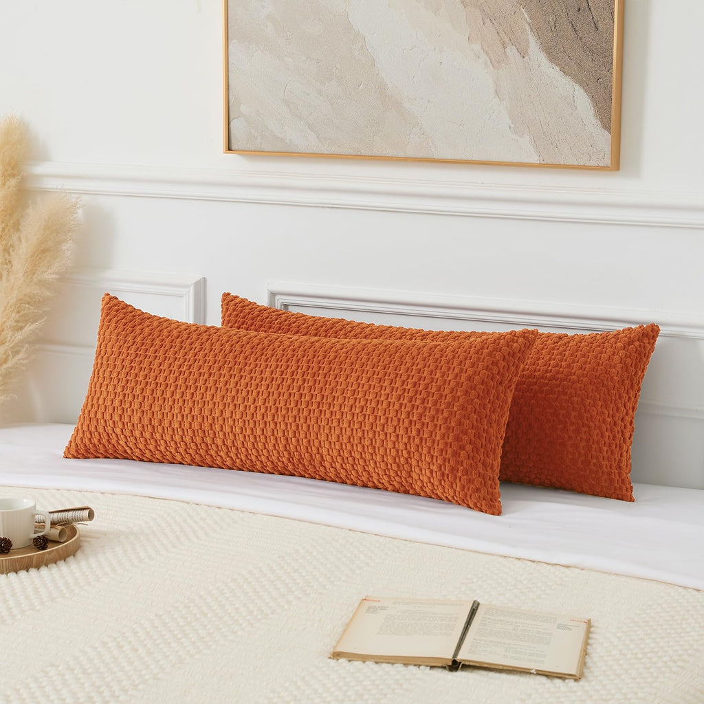 Fall 14x36 Inch Pillow Cover Pack of 1 Soft Boho Stripe Corduroy Large Long Rectangle Lumbar Cushion Cover Farmhouse