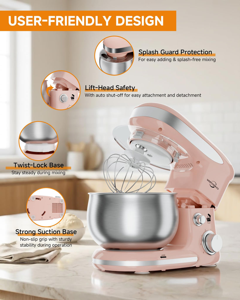 Stand Mixer 3.4QT Tilt-Head Pink Mixers 6+P Tilt-Head Speed