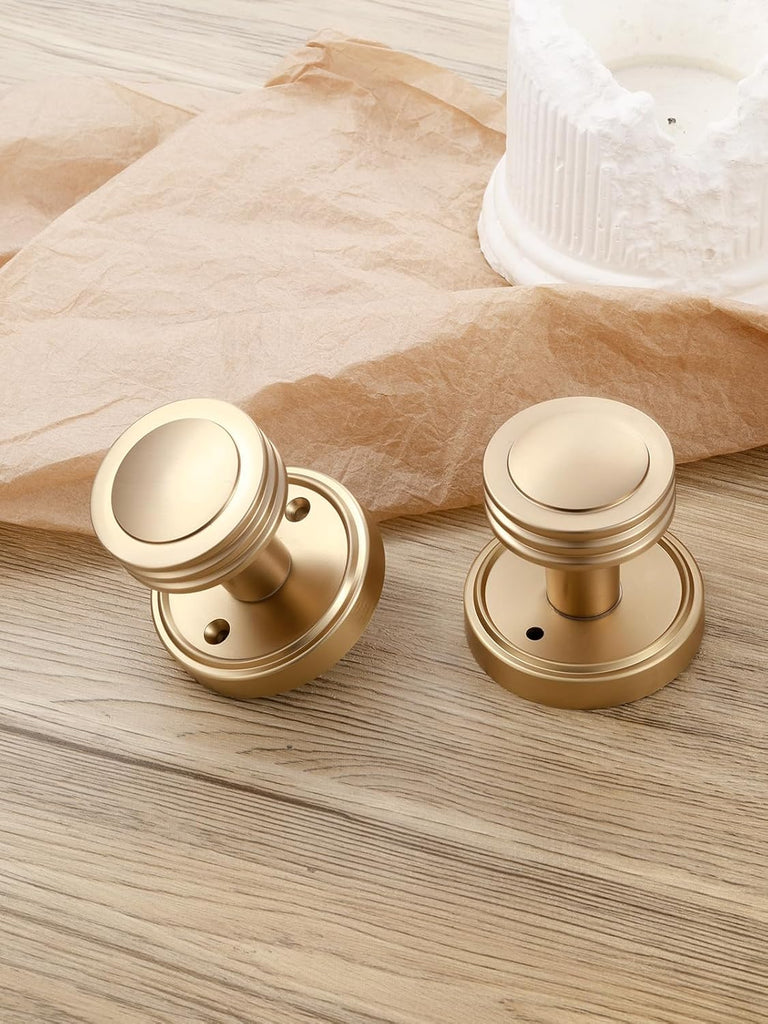 1 Pack Champagne Bronze Door Knob Privacy Door Knobs Door Handle Interior Door Knobs with Lock Zinc Alloy