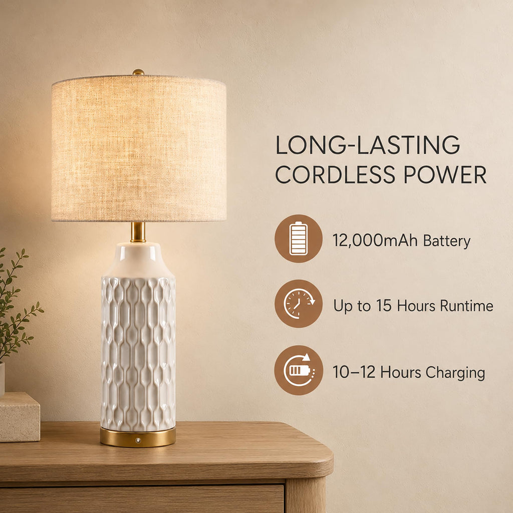 24''Cordless Table Lamp Touch Dimmable Bedside Lamps Set of 2
